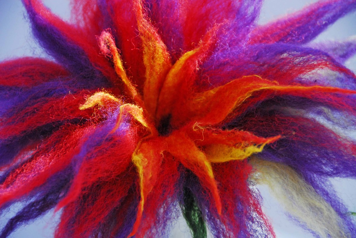 Detail of large 3F Wet Felted Flower