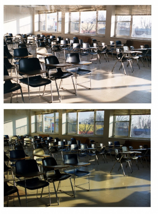 A study showing a HDR image (bottom) compared to a image taken with a 35mm camera (top).