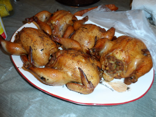 Smoked stuffed Banty Hens (my personal recipe)