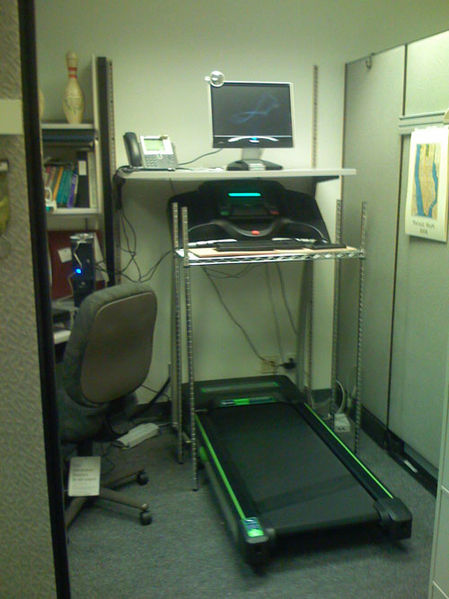 This is an example of a homemade walking workstation.