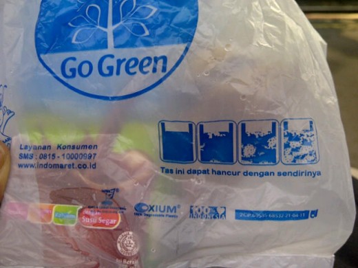 Degradable plastic used for packaging.