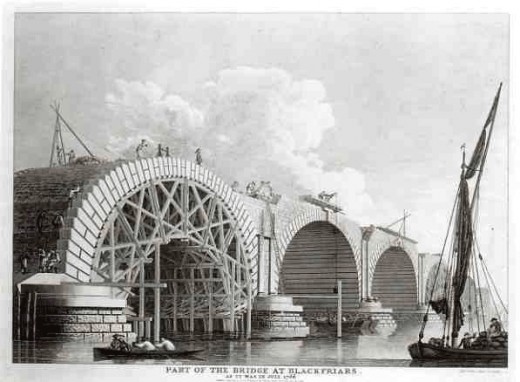 1776 engraving of Blackfriars Bridge, where Cassandra Clare got her inspiration for The Infernal Devices