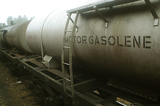 Gasoline tanks on rails at Rambukkana.
