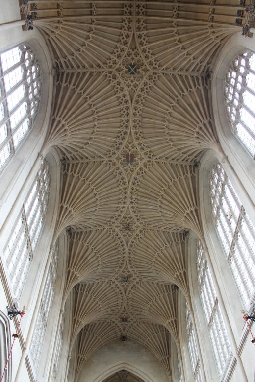The nave ceiling, Bath Abbey, Bath, England.
