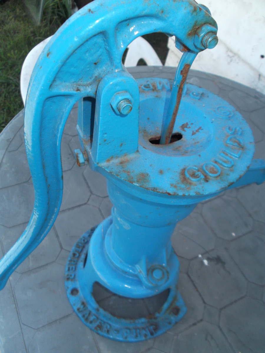 A hand operated pump allows you to retrieve water from a well without needing power.  What a gem!