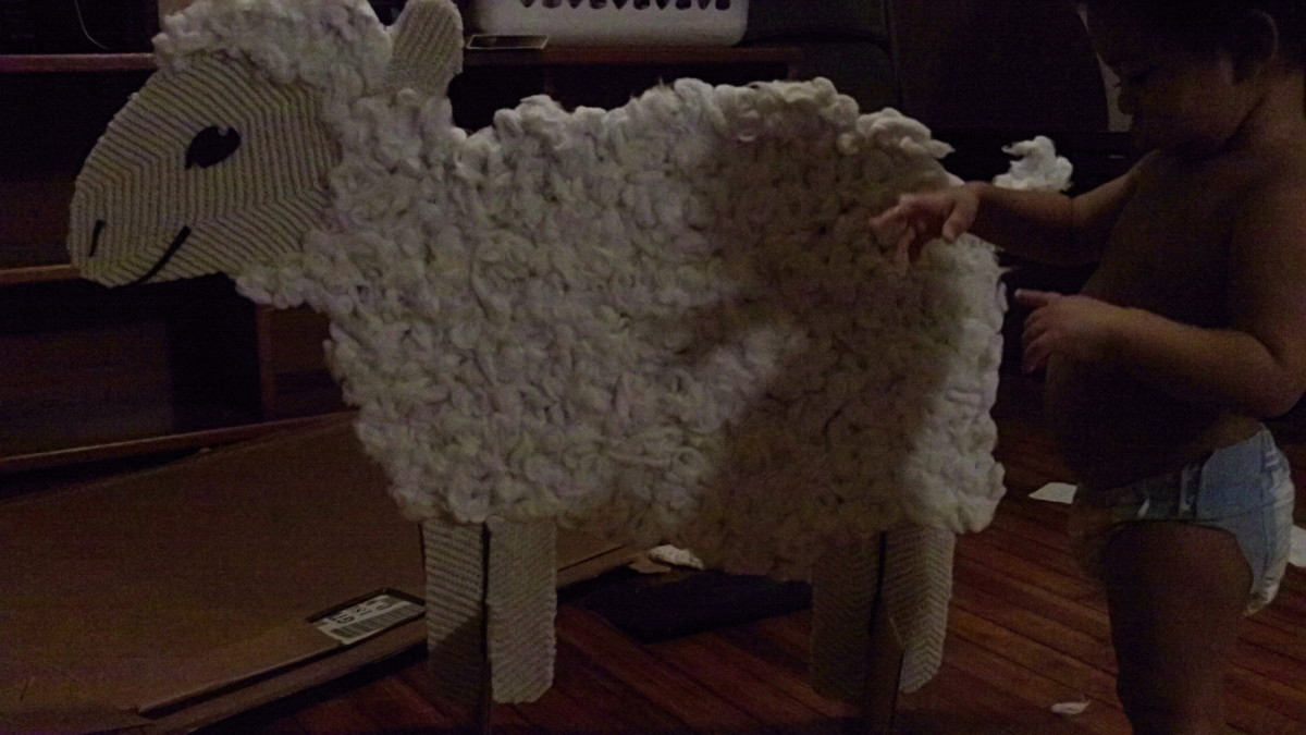 Juju with stand alone cotton cardboard lamb