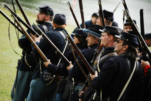 Civil War Reenactments: Tenth Michigan Infantry 5th annual Civil War Muster, Mt. Pleasant, Michigan. 