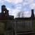 A wooden footbridge provides castle access over the one time moat of Penrith Castle