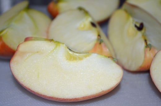 Slice up some fresh apples.  Peel and core.