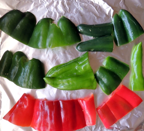 slice, seed, flatten and place on foil