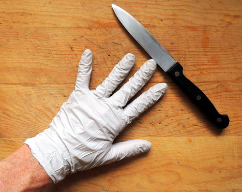 first and foremost: glove your hands! Grab a sharp paring knife, too.