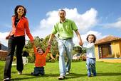 A loving white couple with kids