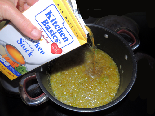 chicken stock to pan