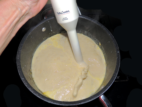 lightly blend to smooth with immersion blender