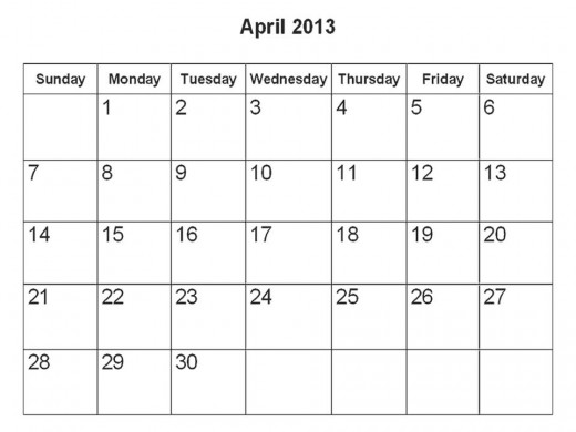 Plan your daily celebration for each day of April