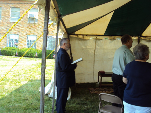 Preparing to preach in tent revival. Evangelist Dr. Terry VanBuskirk