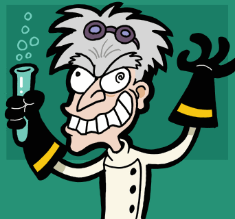 Caricature of a mad scientist