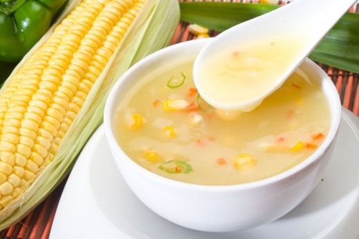 Sweet corn soup with dry fruits