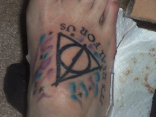 I have a Harry Potter tattoo on my foot!