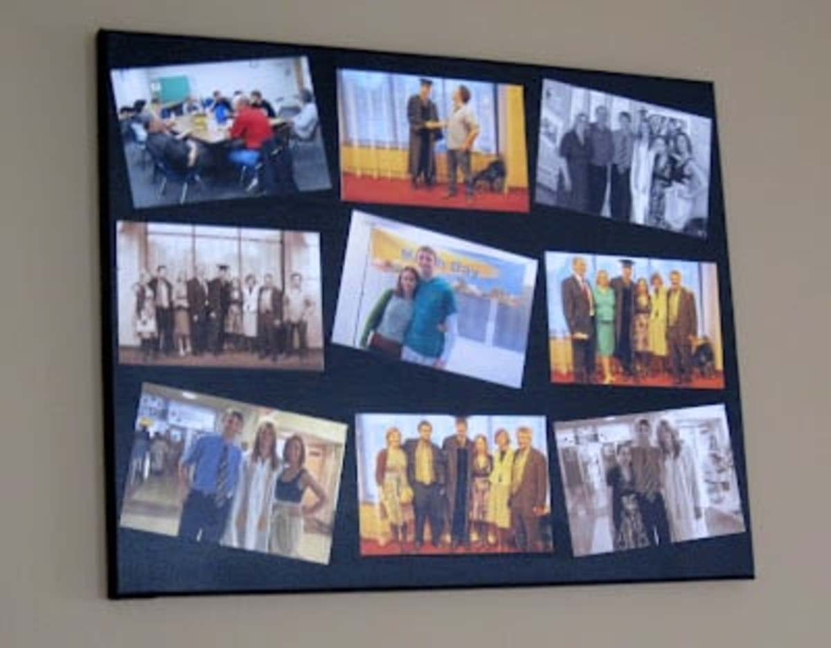 A canvas photo college is a fun, cheap way to display photos of friends and family.