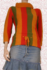 A hot dog sweater.  Any striped sweater needs blocking to keep the lines straight and sleek looking.  