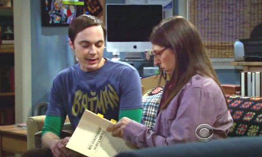 Amy reviewing the Relationship Agreement that was written by Sheldon.