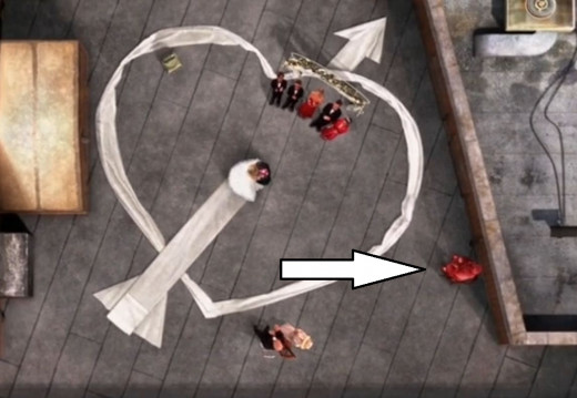 Howard's mother is in the lower right corner, as shown by the arrow.