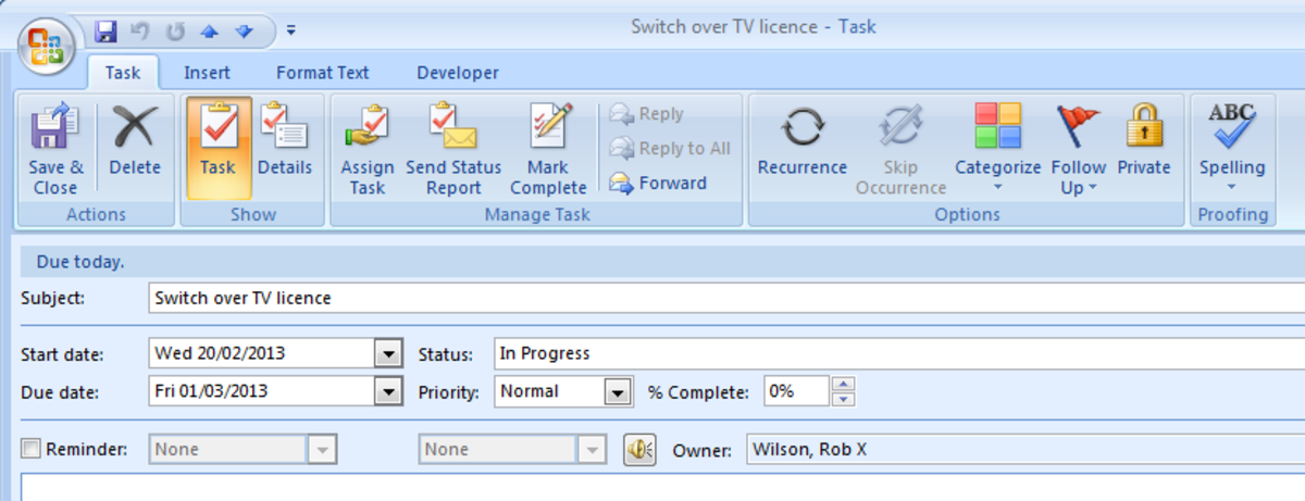 How to use tasks to create an Outlook To Do List using Outlook 2007 or Outlook 2010