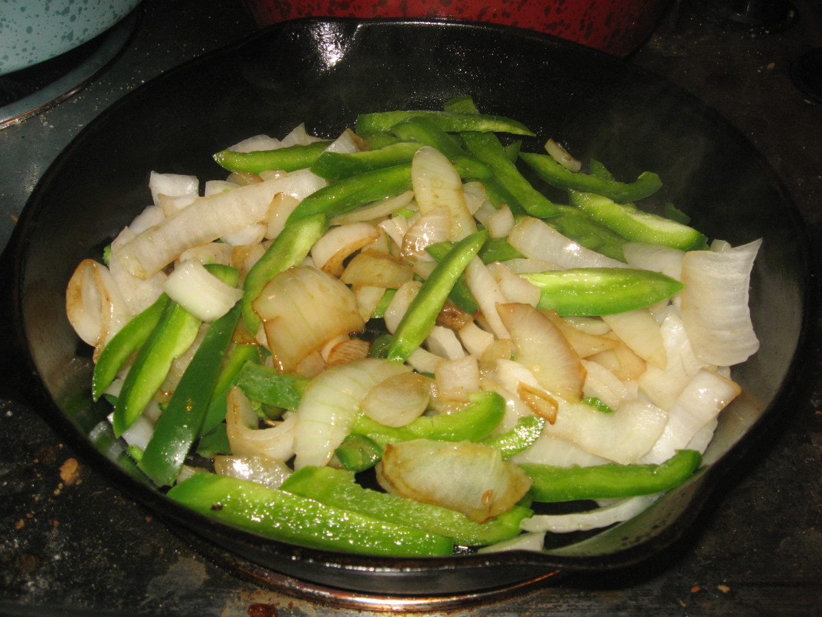 Sautee onion and peppers.