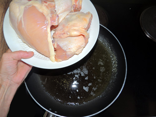 chicken to pan