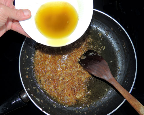 add reserved drippings from chicken