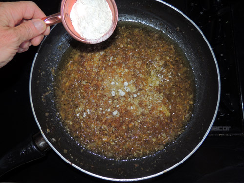 add flour and mix well, cook 1-2 minutes
