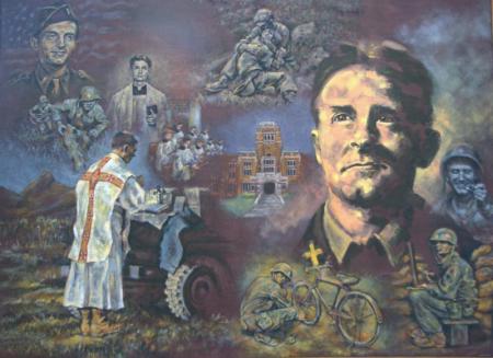 Painting of Fr. Kapaun by artist Cynthia Hitschler, commissioned by Kennrick-Glennon Seminary class of 2012. Fr. Kapaun was a 1940 graduate.
