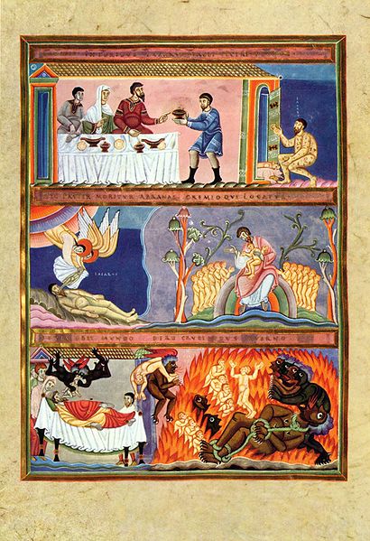 The Story of Lazarus and Dives, Meister des Codex Aureus Epternacensis, (c1035-1040),  National Museum, Nuremburg