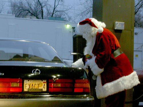 "Mommy, why is Santa Claus putting gas in that car?"