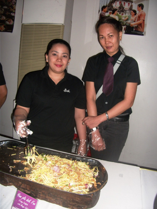 Crispy Catfish and Mango salad ladies. :)