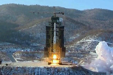 North Korean Unha-3 rocket lifts off, December, 2012