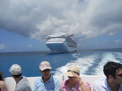 View of the Boat from a Tender to Private Island in the Caribbean