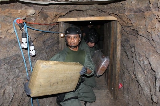 A drug smuggling tunnel discovered inside a warehouse near San Diego.