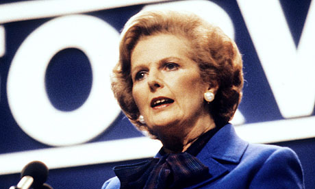Thatcher giving her speech during the 1982 Conservative Party Conference in Brighton. 