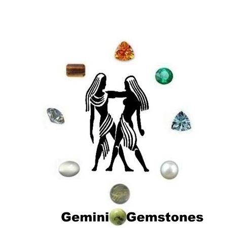 Gemini Gemstones : Diamond, Aquamarine, Citrine, Rutilated Quartz, Tiger Eyes, Emerald, Moonstone, Serpentine and Pearl.