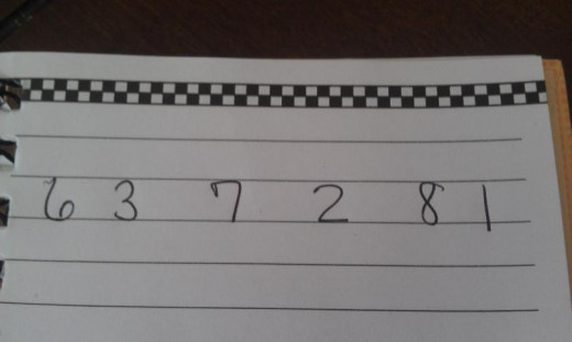 A set of numbers is shown