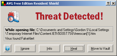 11) My AVG response.  Picked move to vault.  Note says fake alert.