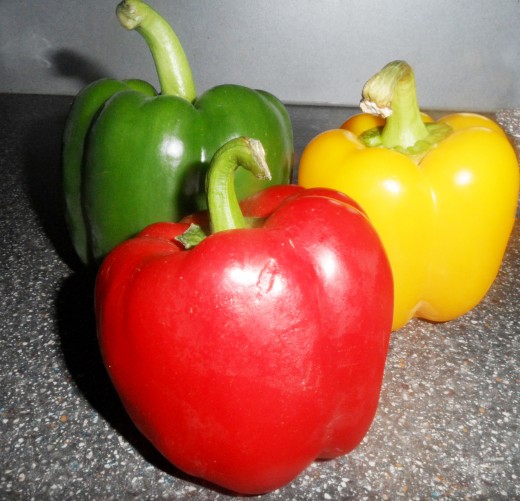 Red, green and yellow Peppers