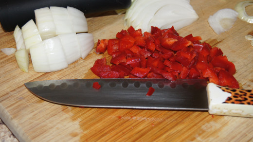 chopping veggies