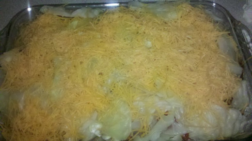  Irish Lasagna. Put remaining cabbage leaves and cheese on top, cover and bake.