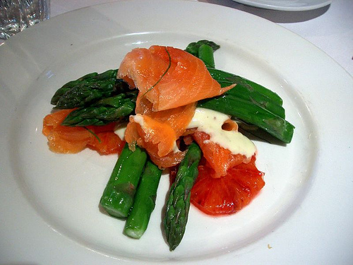 Menstrual cramps relief can be obtained from salmon and asparagus.