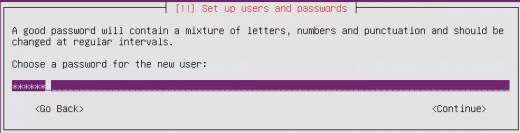 Type a password, select "Continue" and hit "Enter"