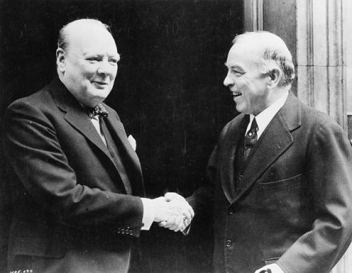 Winston Churchill welcoming W.L. Mackenzie King to London, 1941
