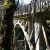 Wood bridge and road over the river below Latourell Falls. Wood bridge and road over the river below Latourell Falls.